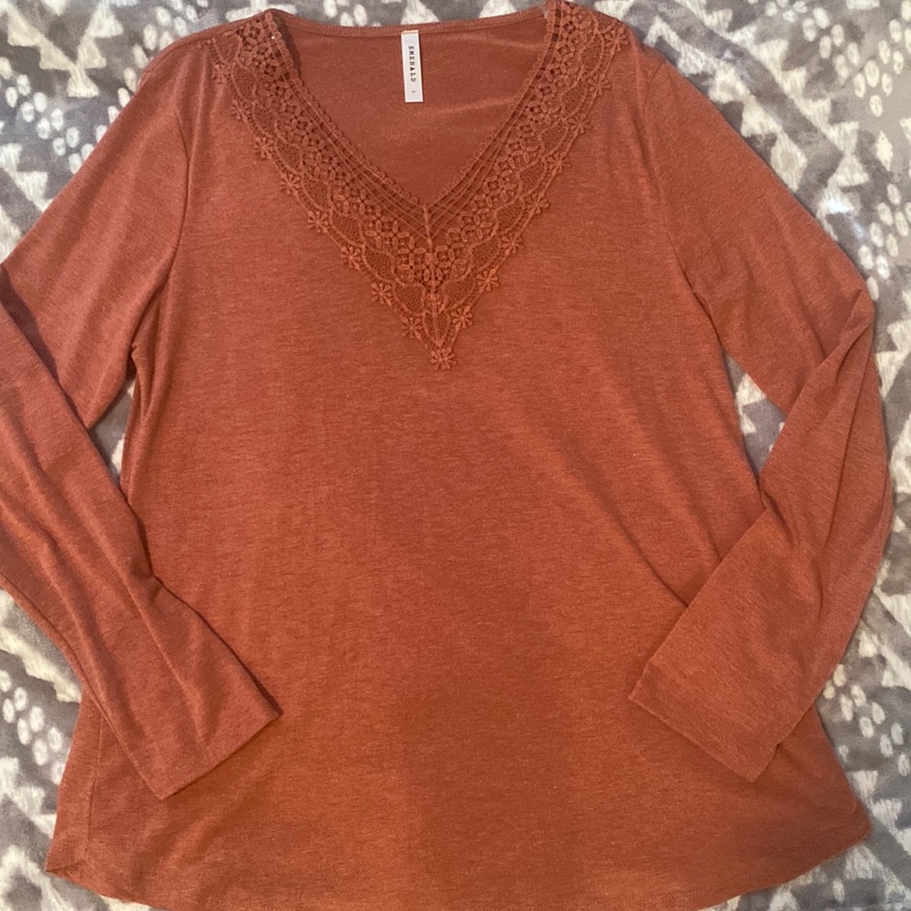 Long sleeve rust top size large